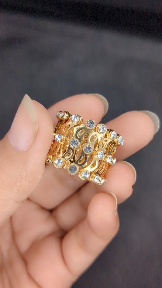 2 In 1 Magic Retractable Ring Bracelet Creative Stretchable Twist Folding Ring Crystal Telescopic Rings Bracelet Jewellery