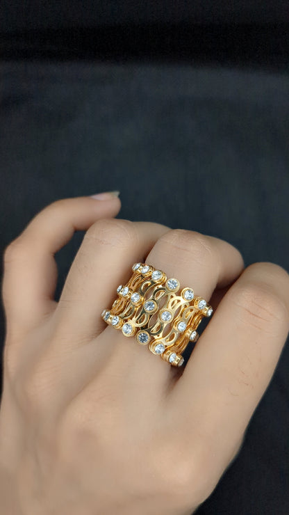 2 In 1 Magic Retractable Ring Bracelet Creative Stretchable Twist Folding Ring Crystal Telescopic Rings Bracelet Jewellery